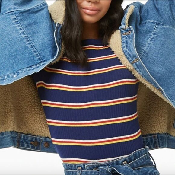 Forever 21 Striped Ribbed Knit Tee - Picture 2 of 4